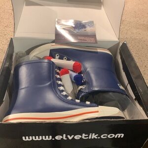 Brand new, box Elvetik rain boots, SZ 5 USA, EU 37. 3 extra laces. Unisex